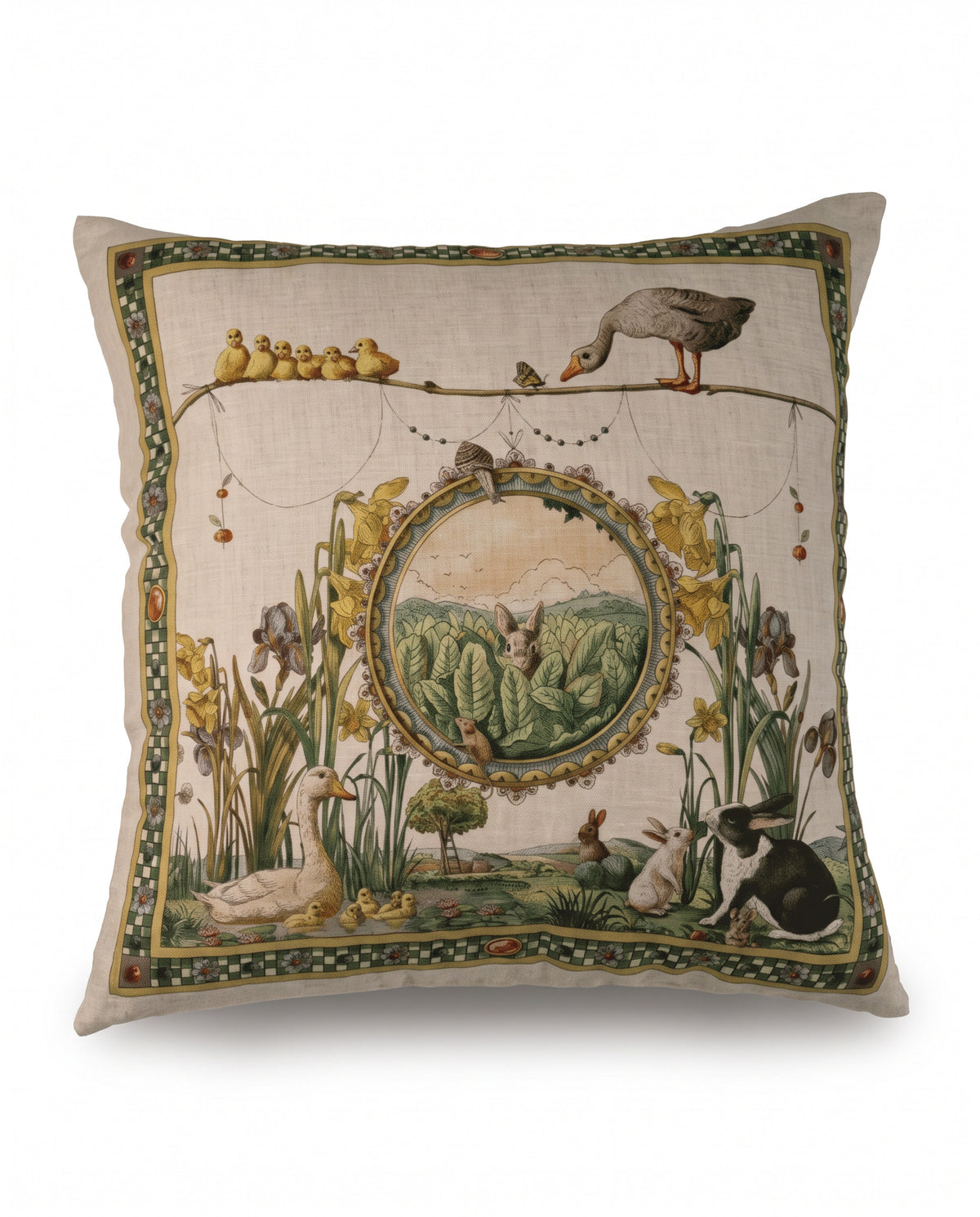 Bunny garden Square decorative cushion