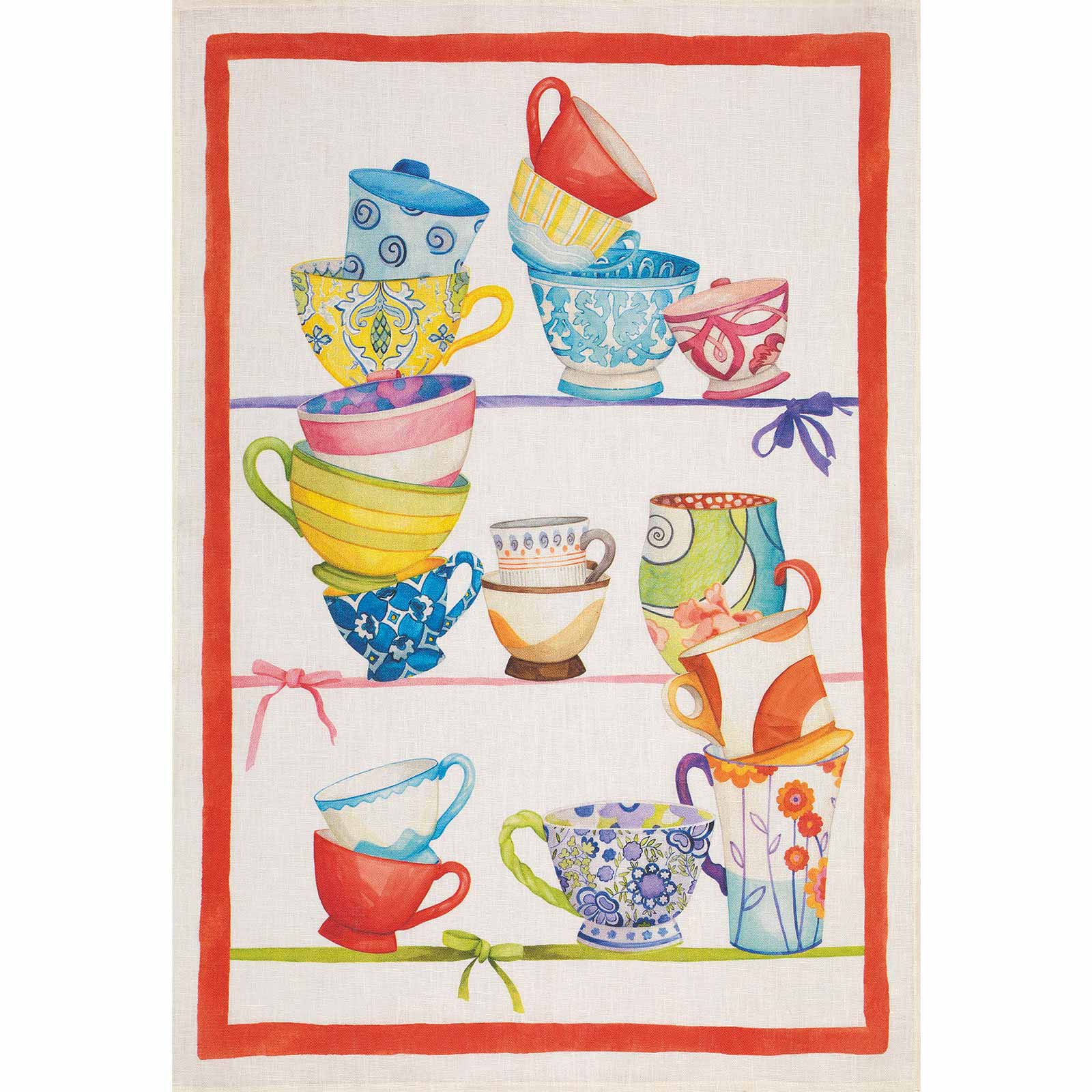 Red bric-a-brac - Kitchen tea towel