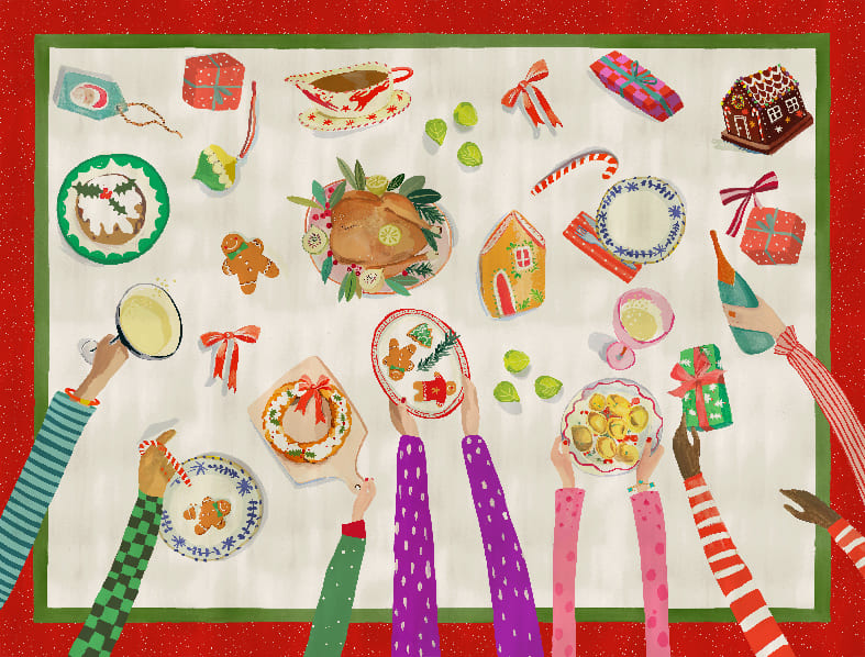 Hand on xmas set di 2 tovagliette