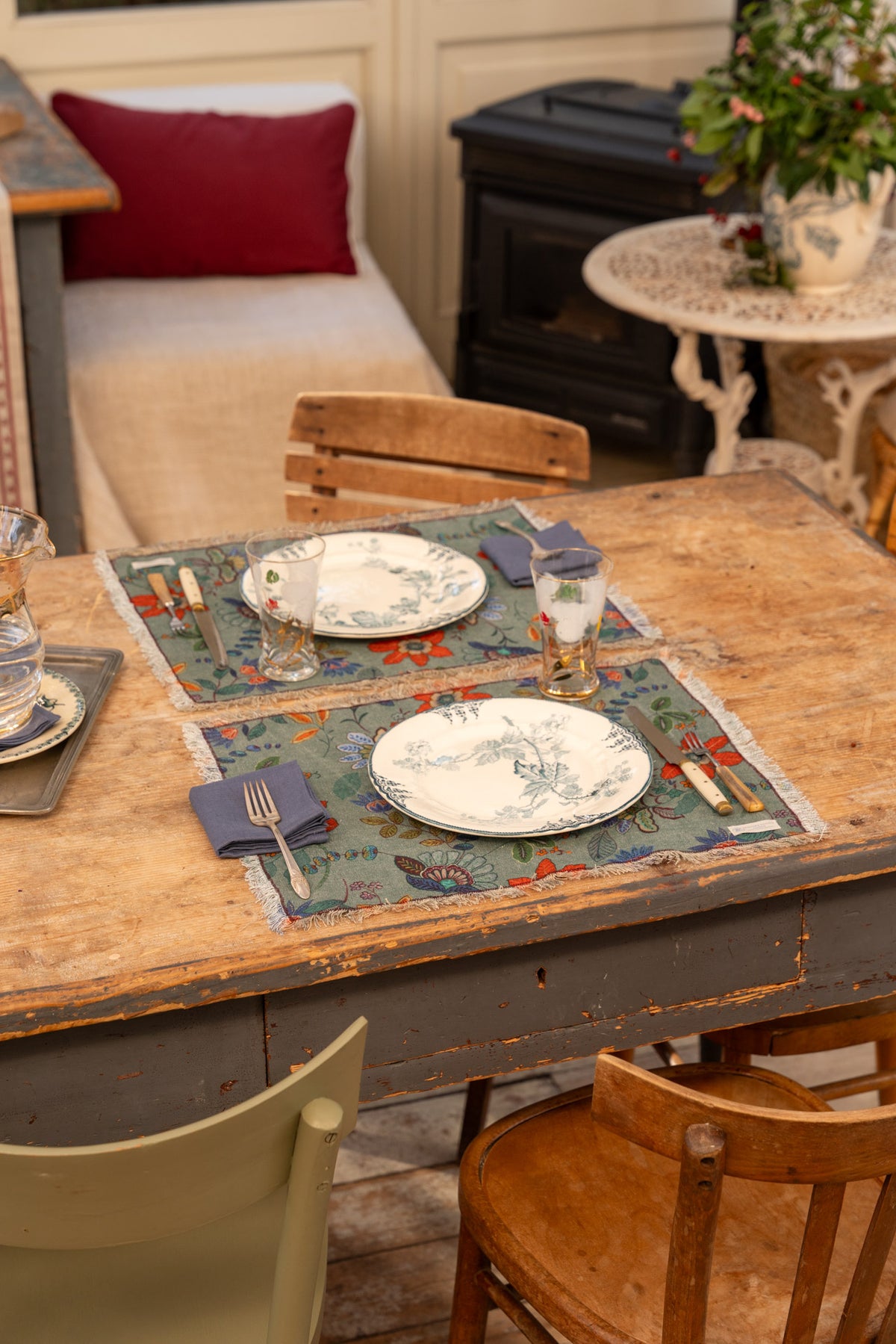 Teal linen - set of 2 placemats
