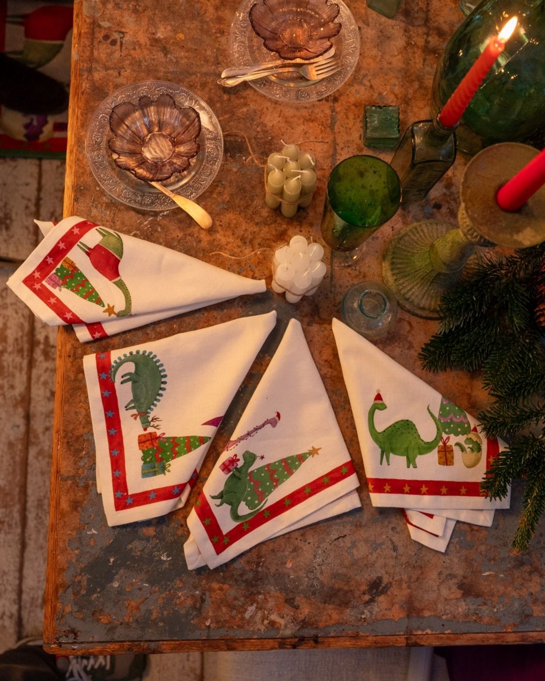 Jurassicxmas set di 4 tovaglioli