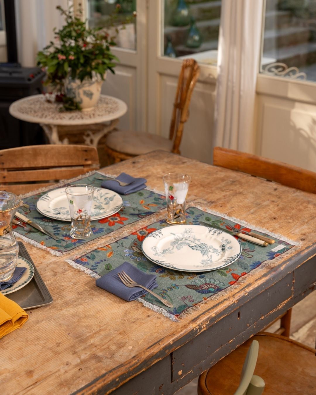 Teal linen - set of 2 placemats