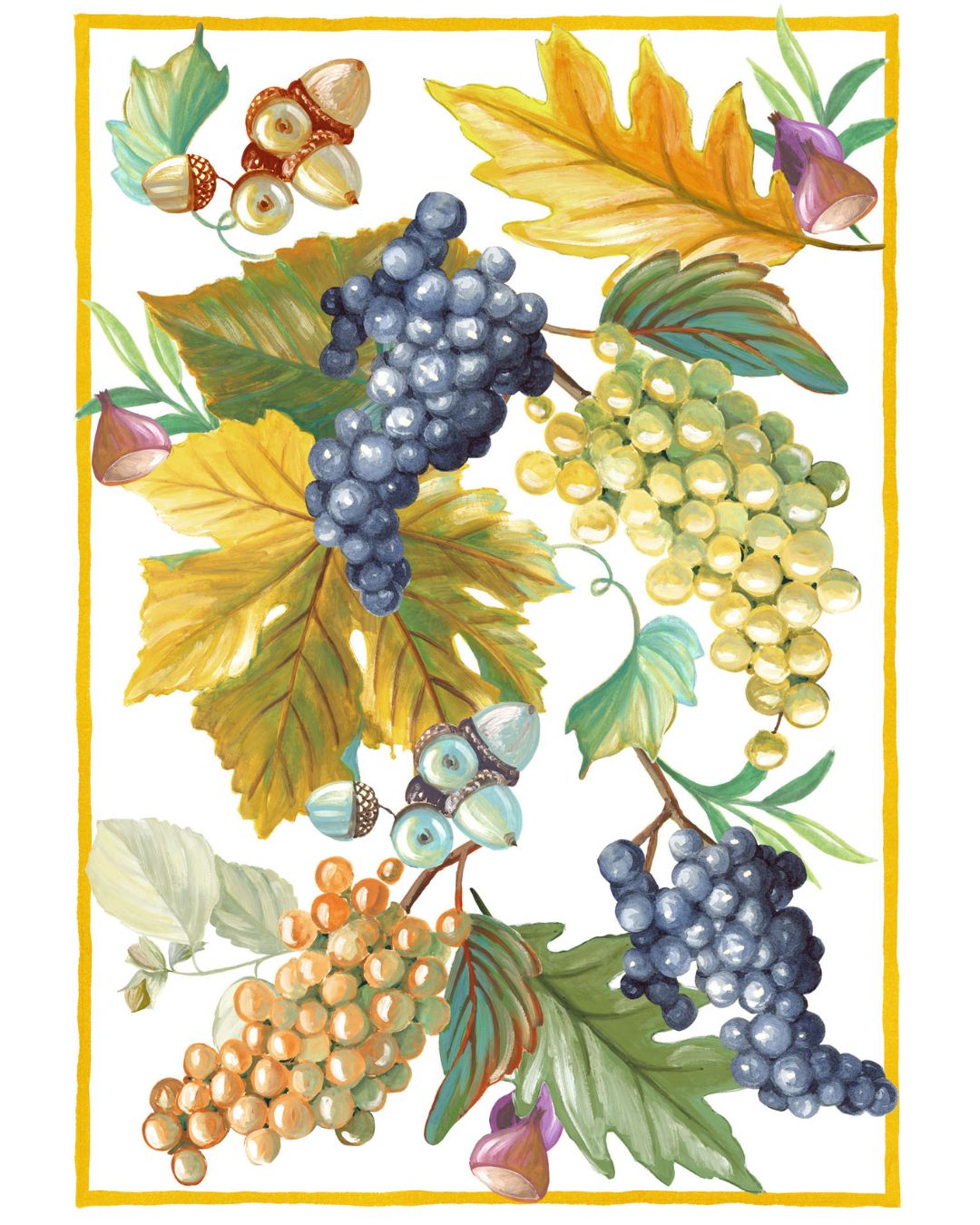 Vindemia yellow - tea towel