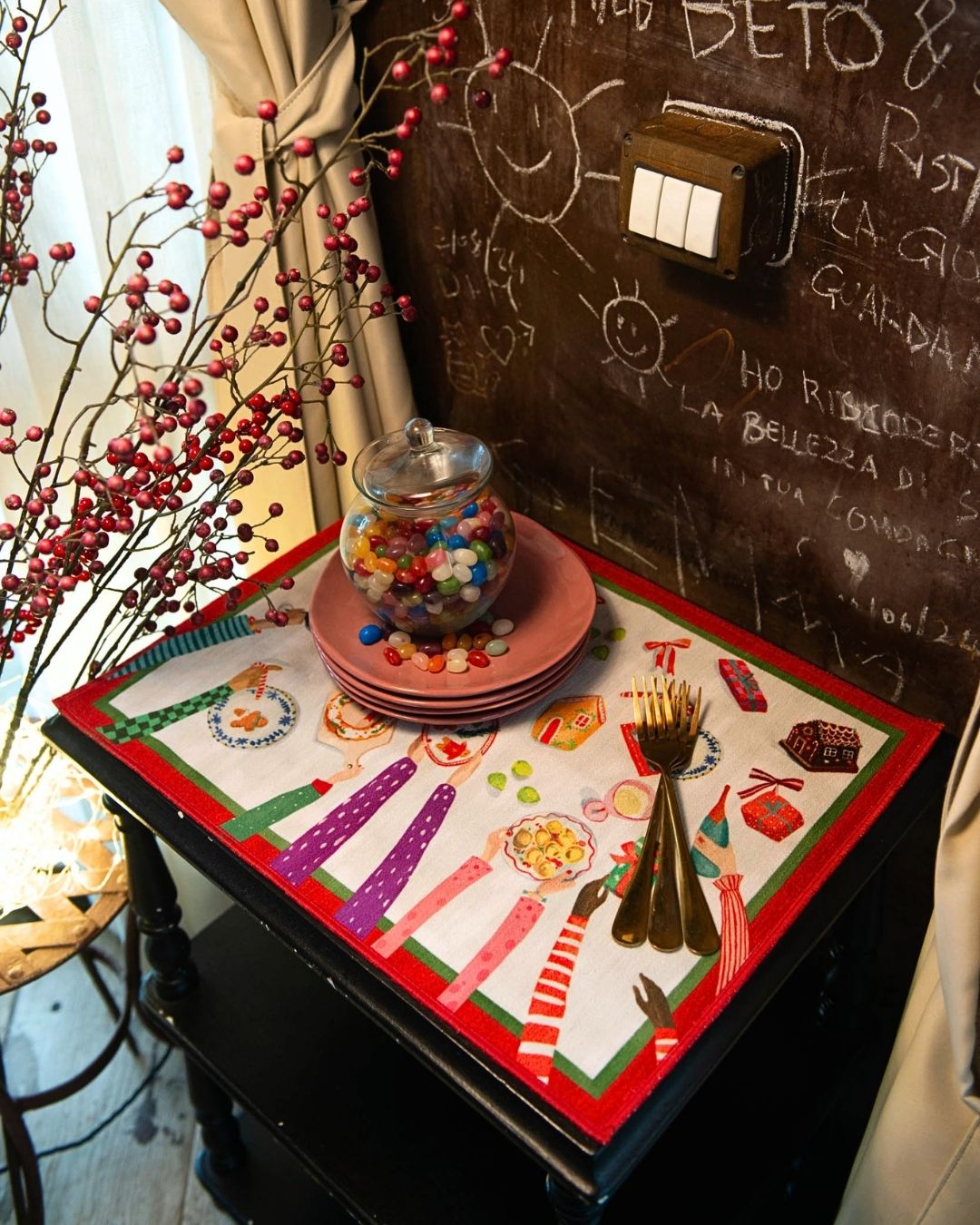 Hand on xmas set di 2 tovagliette