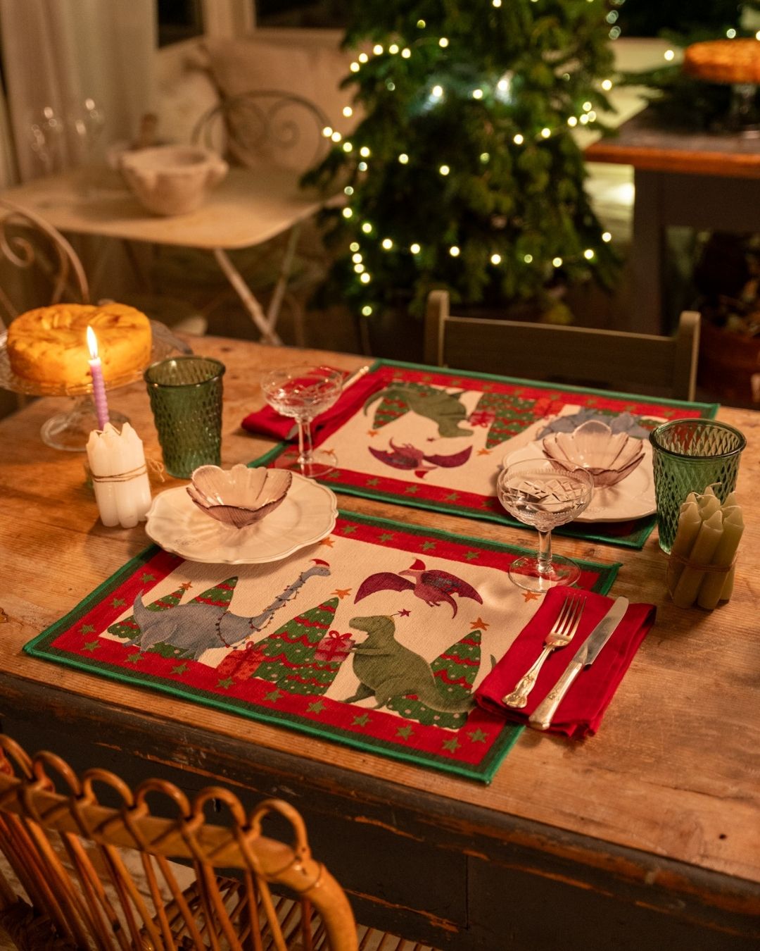 Jurassicxmas set di 2 tovagliette