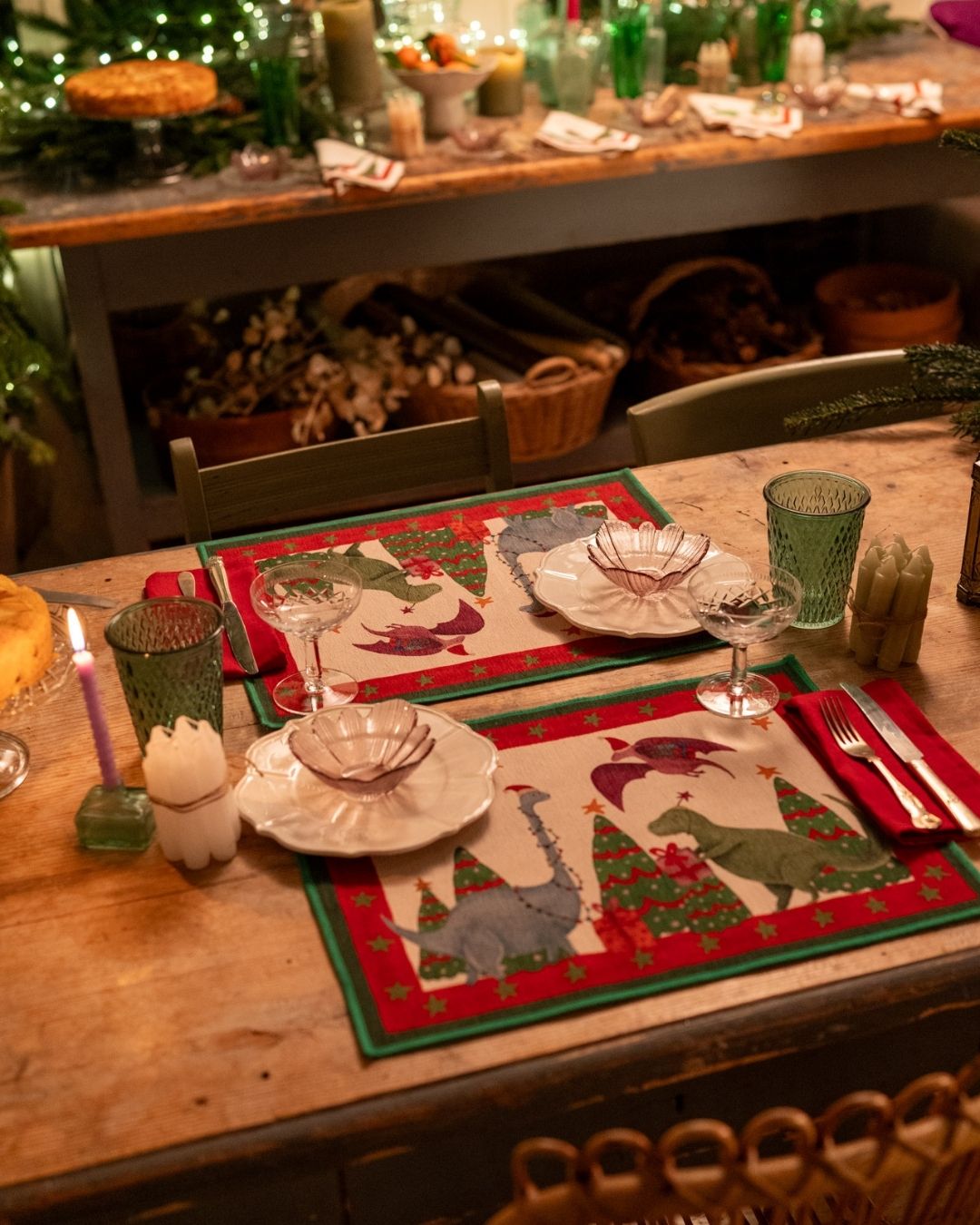 Jurassicxmas set di 2 tovagliette